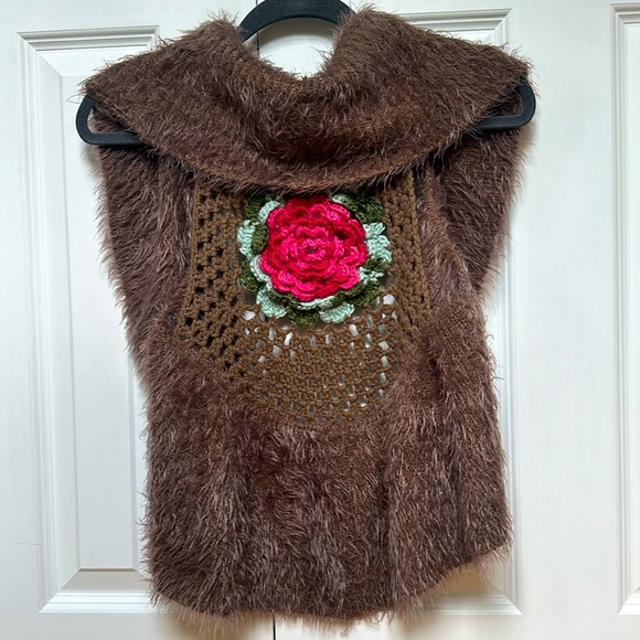 Free People Knit Crochet & Furry Sweater Vest - Picture 4 of 5